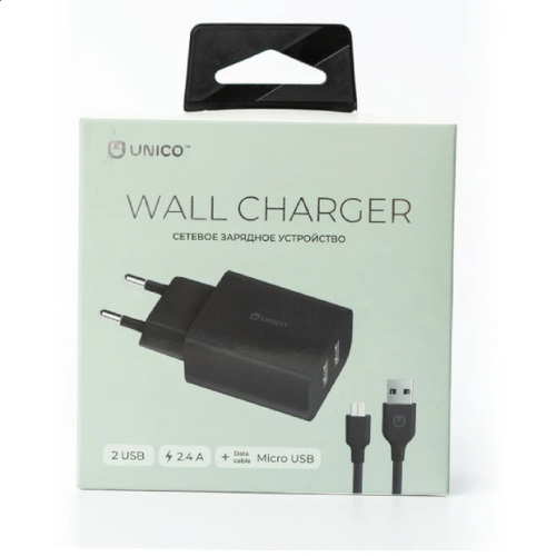 СЗУ Unico 2USB + Дата-кабель micro USB 2,4A фото 